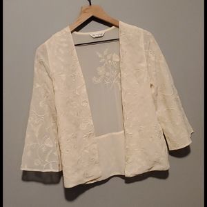 Beige Embroidered Kimono